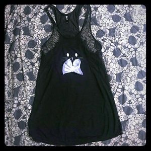 Cat Bow Tie Racer Back Tank Shirt Hot Topic Sz XL